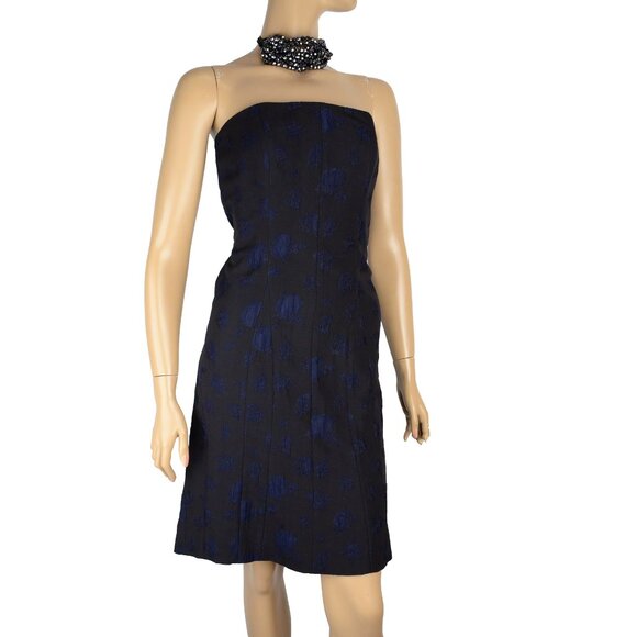 YVES SAINT LAURENT YSL DRESS STRAPLESS BROCADE ROSES PRINT CORSET F42 US8 - Picture 1 of 6